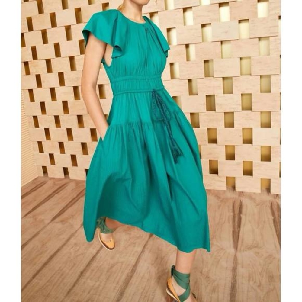Ulla Johnson Vibrant Teal Midi Dress
